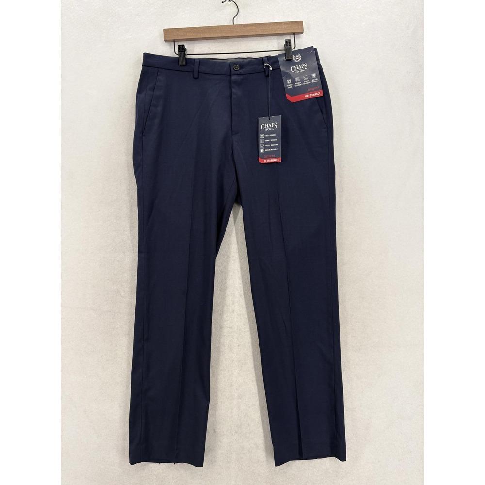 Chaps Dress Pants Mens 34x30 Blue Classic Fit Stretch Performance Workwear NWT